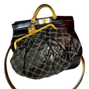 MARC JACOBS Collectible Leather and Small Duffy Frog Kisslock Tote